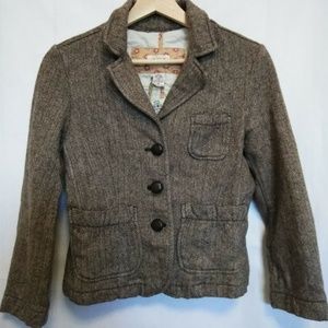 Abercrombie & Fitch Elbow Patch Tweed Short Blazer